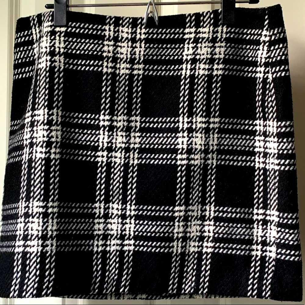 Talbots black white plaid skirt 12P